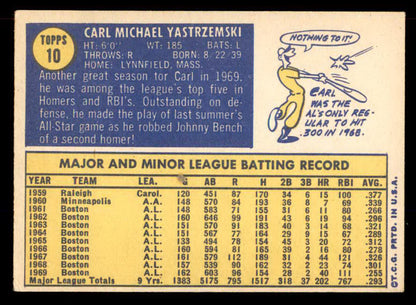 1970 Topps Baseball # 10 Carl Yastrzemski Red Sox EX+/EX-MT 565671