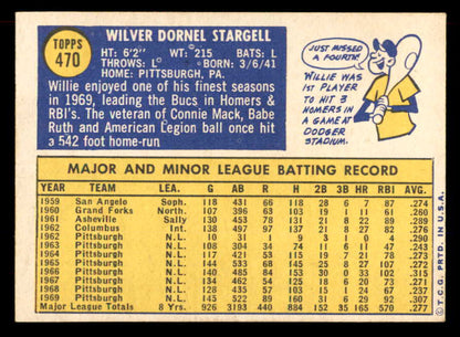 1970 Topps Baseball #470 Willie Stargell Pirates EX-MT 565672
