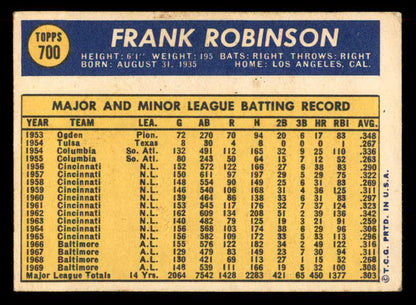 1970 Topps Baseball #700 Frank Robinson Orioles EX+/EX-MT 565674