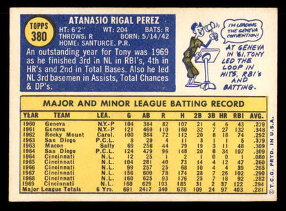 1970 Topps Baseball #380 Tony Perez Reds EX-MT 565675
