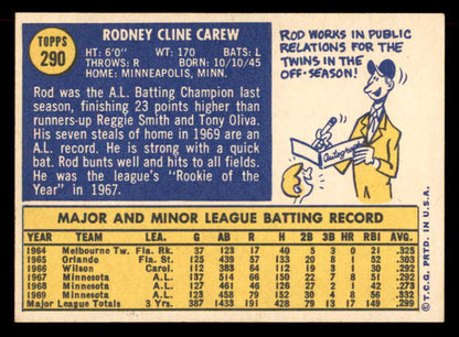 1970 Topps Baseball #290 Rod Carew Twins EX-MT 565681