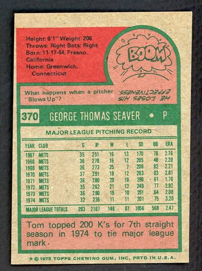 1975 Topps Baseball #370 Tom Seaver Mets EX-MT 565694