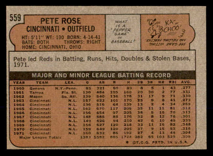 1972 Topps Baseball #559 Pete Rose Reds EX-MT 565703