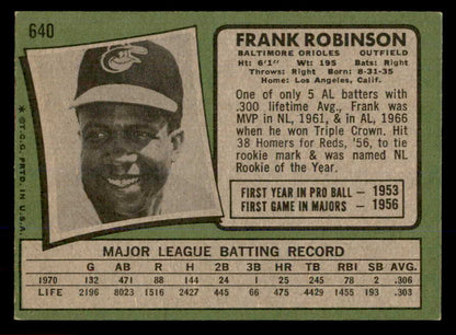 1971 Topps Baseball #640 Frank Robinson Orioles EX-MT 565710
