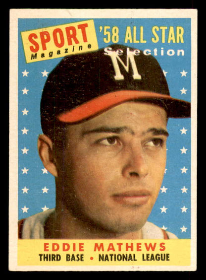 1958 Topps Baseball #480 Eddie Mathews A.S. Braves EX-MT 565721