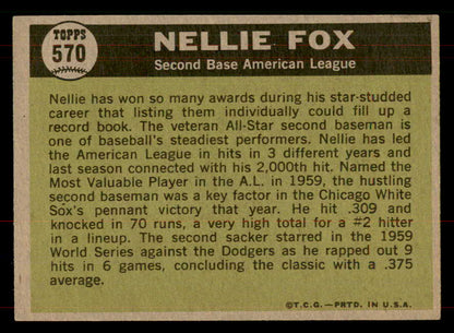 1961 Topps Baseball #570 Nellie Fox A.S. White Sox EX-MT 565724