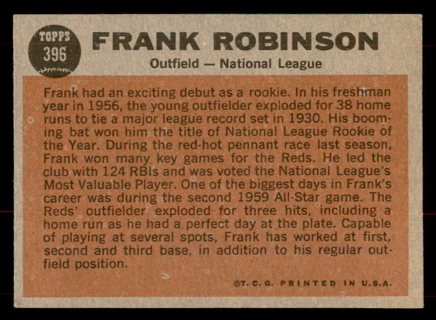 1962 Topps Baseball #396 Frank Robinson A.S. Reds EX-MT 565730