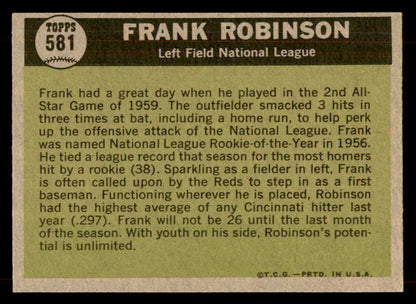 1961 Topps Baseball #581 Frank Robinson A.S. Reds NR-MT 565735