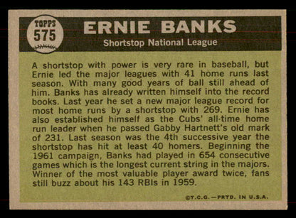 1961 Topps Baseball #575 Ernie Banks A.S. Cubs NR-MT 565736