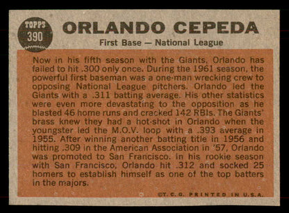 1962 Topps Baseball #390 Orlando Cepeda A.S. Giants NR-MT 565742