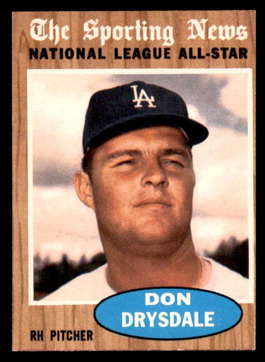 1962 Topps Baseball #398 Don Drysdale A.S. Dodgers EX 565743