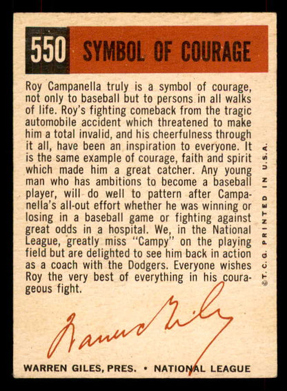 1959 Topps Baseball #550 Roy Campanella Dodgers EX-MT 565748