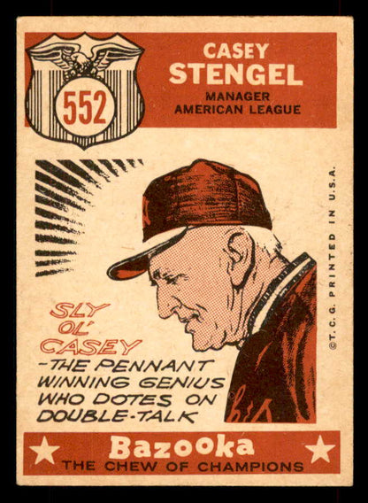 1959 Topps Baseball #552 Casey Stengel A.S. Yankees EX-MT 565749