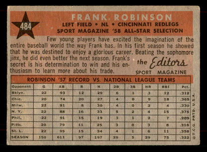 1958 Topps Baseball #484 Frank Robinson A.S. Reds VG-EX 565756