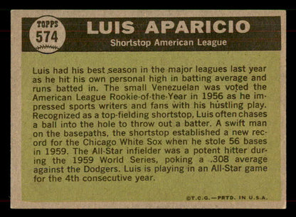 1961 Topps Baseball #574 Luis Aparicio A.S. White Sox EX-MT 565758