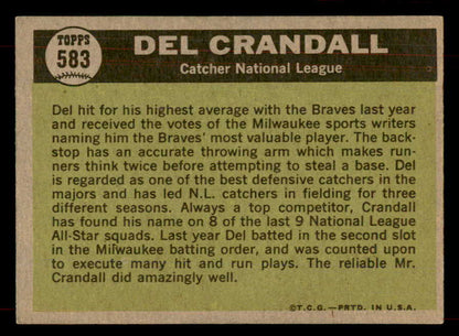 1961 Topps Baseball #583 Del Crandall A.S. Braves EX+/EX-MT 565760