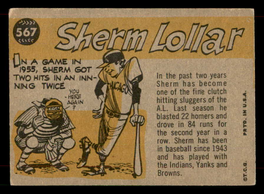 1960 Topps Baseball #567 Sherm Lollar A.S. White Sox VG-EX 565766