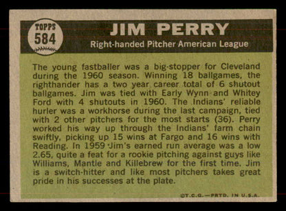 1961 Topps Baseball #584 Jim Perry A.S. Indians EX-MT 565770