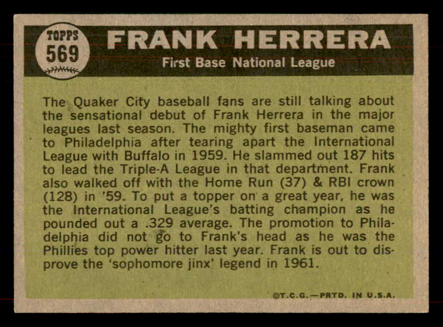 1961 Topps Baseball #569 Frank Herrera A.S. Phillies EX-MT 565771