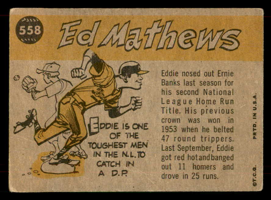 1960 Topps Baseball #558 Eddie Mathews A.S. Braves VG-EX 565783