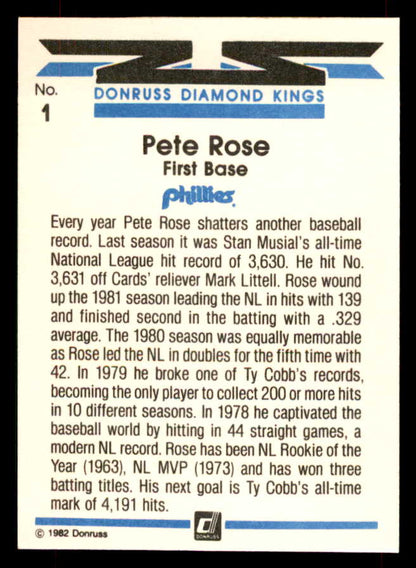 1982 Donruss #  1 Pete Rose Phillies NR-MT 565795