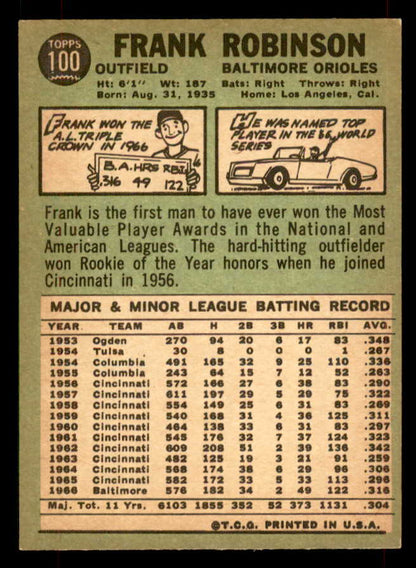 1967 Topps Baseball #100 Frank Robinson Orioles EX-MT 565807
