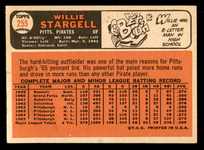 1966 Topps Baseball #255 Willie Stargell Pirates EX-MT 565810