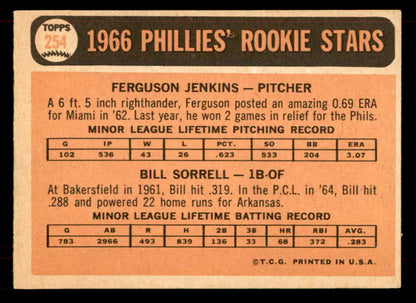 1966 Topps Baseball #254 Fergie Jenkins Phillies EX-MT 565811