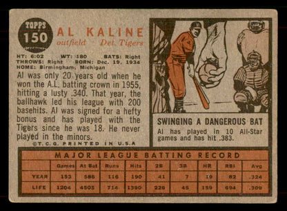 1962 Topps Baseball #150 Al Kaline Tigers VG-EX 565817