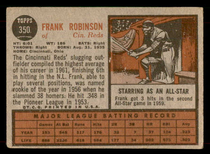 1962 Topps Baseball #350 Frank Robinson Reds VG 565839