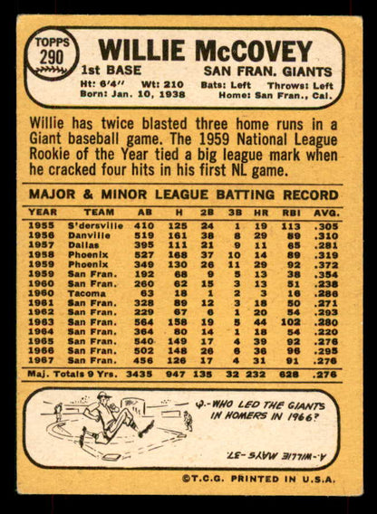 1968 Topps Baseball #290 Willie McCovey Giants GD-VG 565863