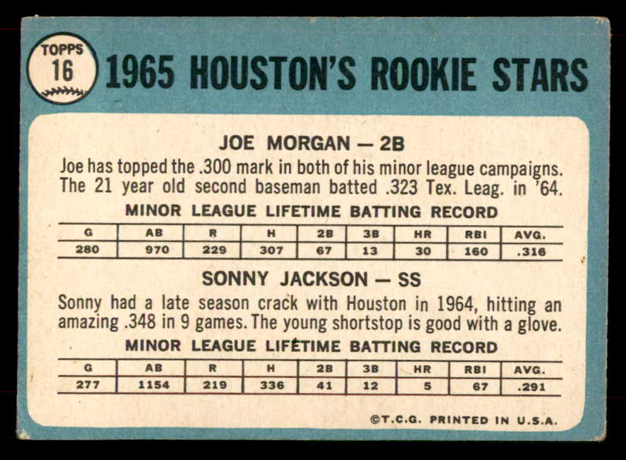 1965 Topps Baseball # 16 Joe Morgan Astros VG 565868