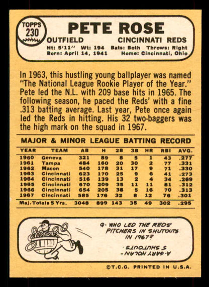 1968 Topps Baseball #230 Pete Rose Reds VG-EX 565879
