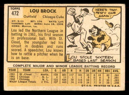 1963 Topps Baseball #472 Lou Brock Cubs GD-VG 565884