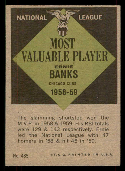 1961 Topps Baseball #485 Ernie Banks MVP Cubs VG 565887