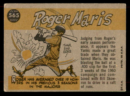 1960 Topps Baseball #565 Roger Maris A.S. Yankees VG 565892