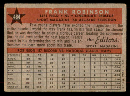 1958 Topps Baseball #484 Frank Robinson A.S. Reds VG 565911