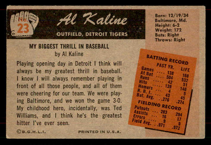 1955 Bowman Baseball # 23 Al Kaline Tigers VG 565917