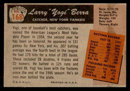 1955 Bowman Baseball #168 Yogi Berra Yankees EX 565918