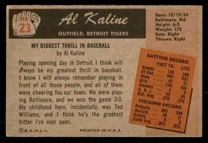 1955 Bowman Baseball # 23 Al Kaline Tigers VG-EX 565925