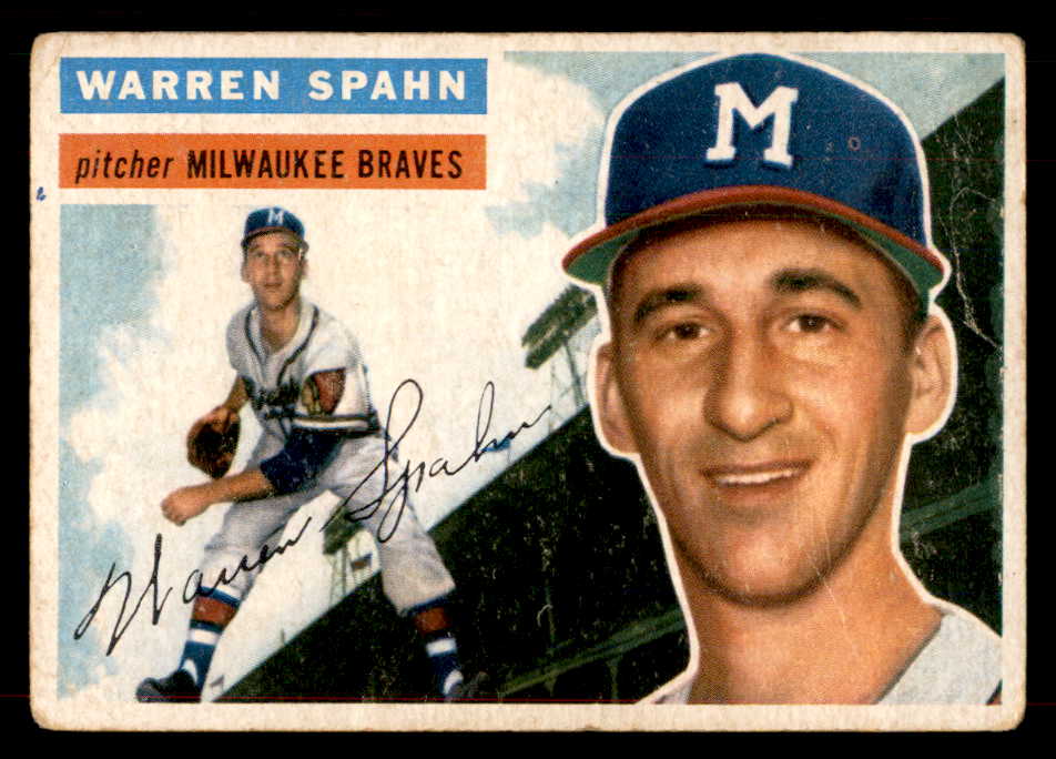 1956 Topps Baseball # 10 Warren Spahn Braves VG White 565928