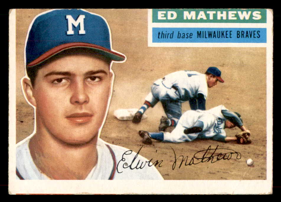 1956 Topps Baseball #107 Eddie Mathews Braves VG White 565929