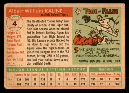 1955 Topps Baseball #  4 Al Kaline Tigers VG 565936