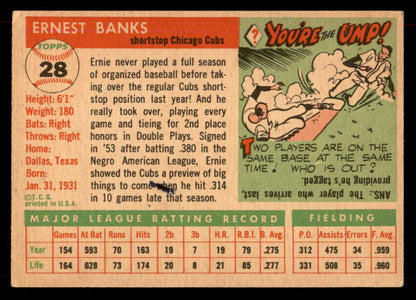 1955 Topps Baseball # 28 Ernie Banks Cubs VG 565937