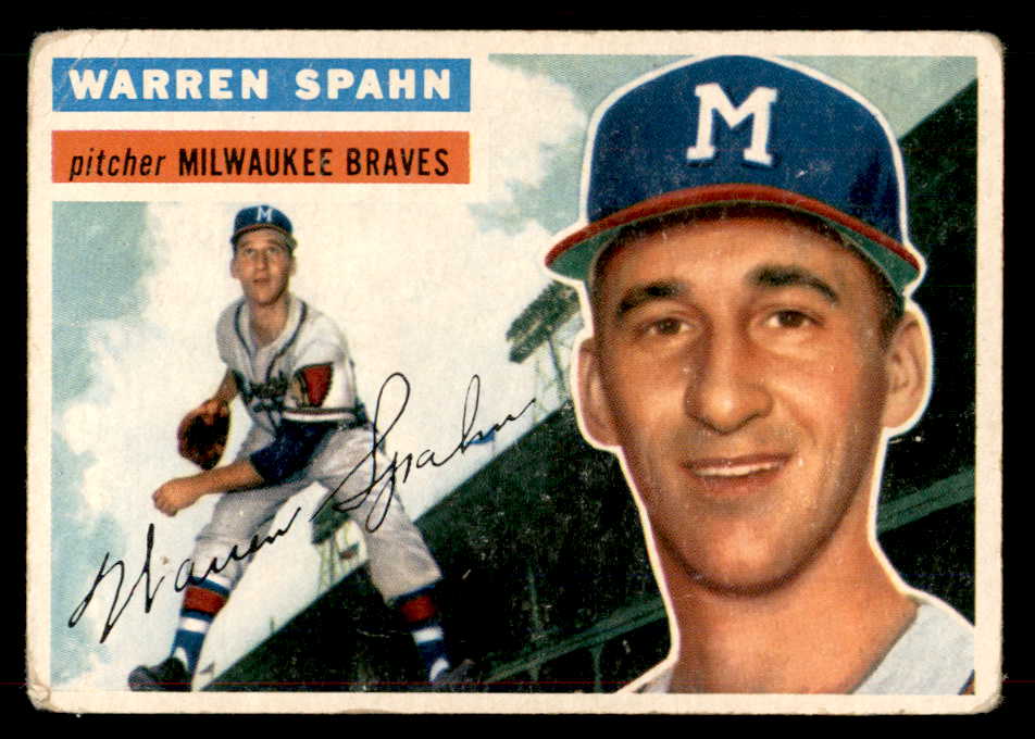 1956 Topps Baseball # 10 Warren Spahn Braves GD-VG Gray 565944