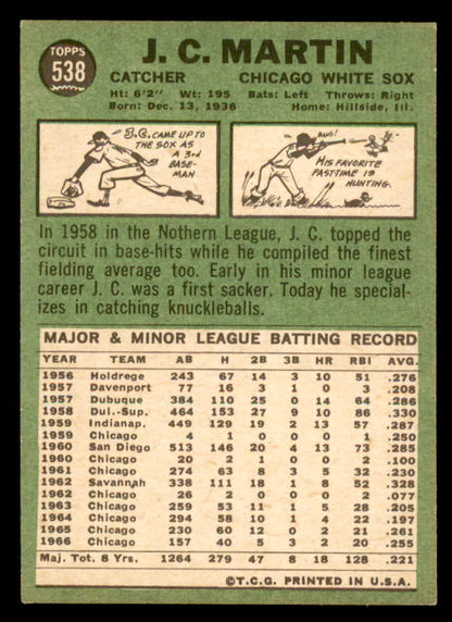 1967 Topps Baseball #538 J.C. Martin White Sox EX-MT 565963