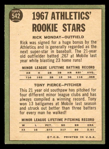 1967 Topps Baseball #542 Rick Monday A's NR-MT 565974