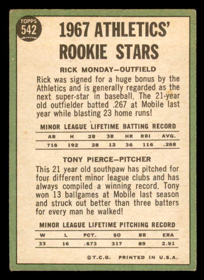 1967 Topps Baseball #542 Rick Monday A's VG-EX 565975