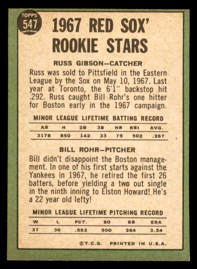 1967 Topps Baseball #547 Russ Gibson Red Sox EX-MT 565988