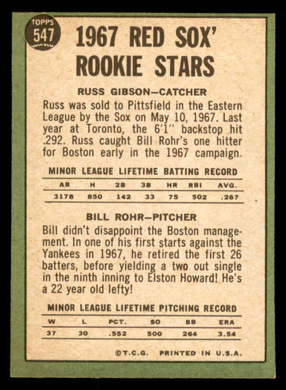 1967 Topps Baseball #547 Russ Gibson Red Sox EX-MT 565988
